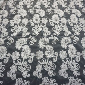 Light Weight Cotton Threads Paisley Embroidery Organza Fabric for Women's Dress