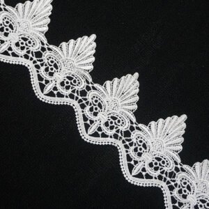 Border Embroidery Lace Trim Milk Yarn Cotton Lace French Chantilly Fringe Guipure Lace