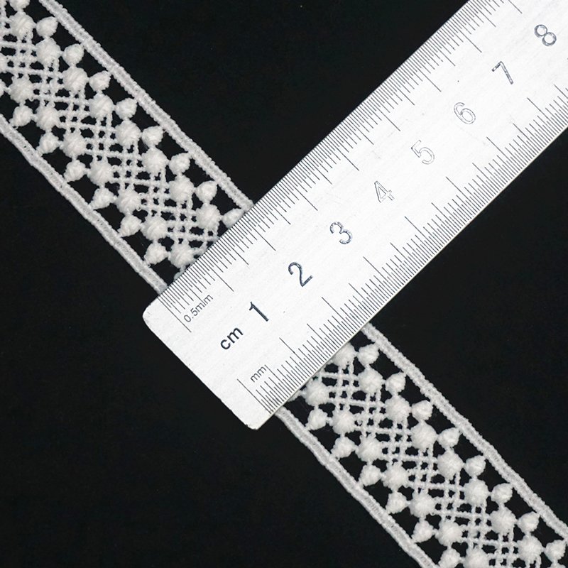 White shiny polyester lace water soluble chemical lace trim for home textile clothing decoration accessories