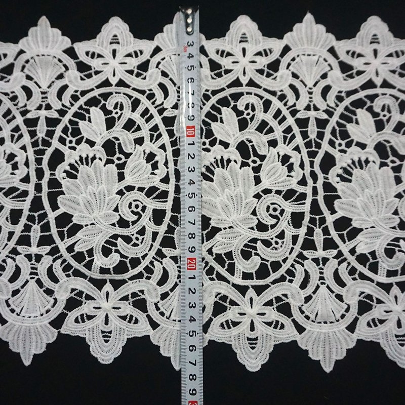 Classic Floral Embroidery Water Soluble Lace Fabric Dubai White 3D Guipure Cord Lace Fabric For Wedding Dresses