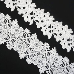 Wide Black White Milk Silk Water Soluble Embroidery Lace For Eu Us Style Women Clothing Cuffs