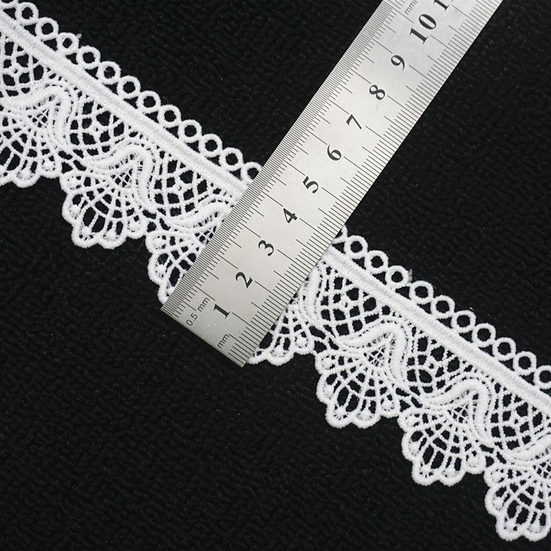 Embroidered Water Soluble White Milk Silk Guipure Lace Polyester Trimming For Bridal Wedding Dress