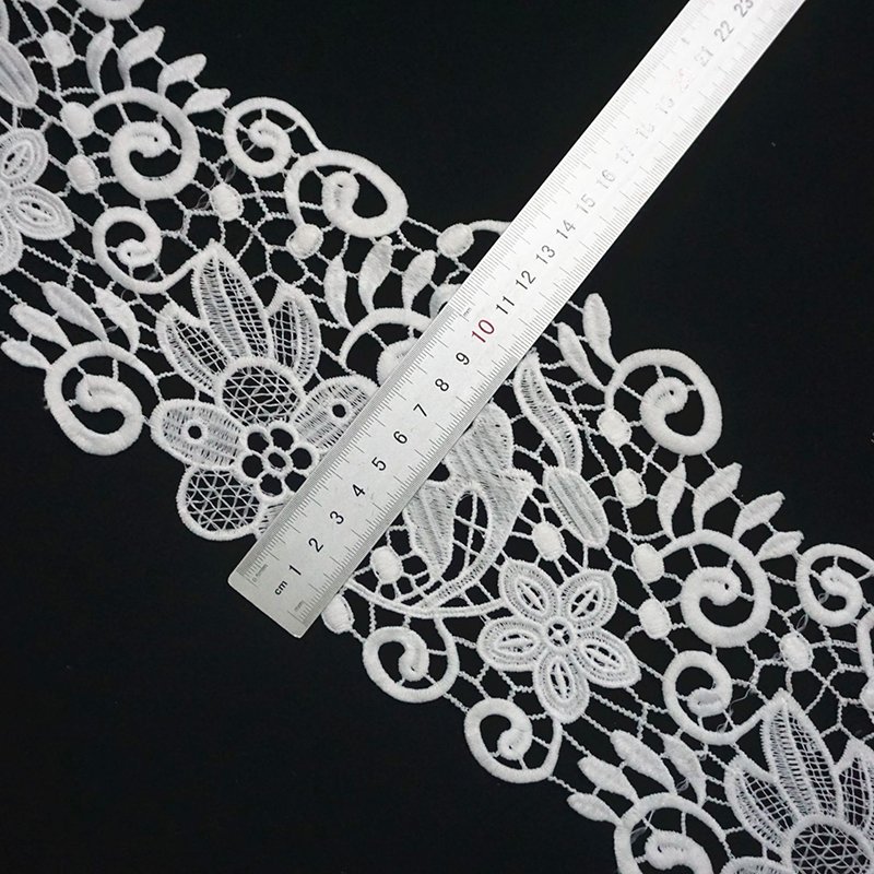 Ribete de encaje white chemical milk silk border embroidery guipure lace trim for dresses