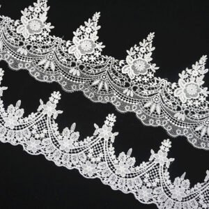 18cm-24cm Wide Polyester Lace Trimming Embroidery Tulle Mesh Embroidered Border Mesh Guipure French Lace Trimming For Home Textile