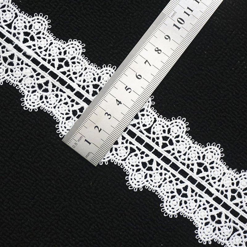 Factory Embroidery Lace Fabric Embroidered Lace Fabric Polyester white embroidery Lace Trim For Dress