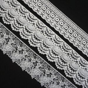 Water Soluble 100% Polyester Chemical Embroidered White Lace Ribbon Sewing Border Lace Trim