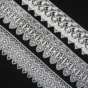 Water Soluble 100% Polyester Chemical Embroidered White Lace Ribbon Sewing Border Lace Trim