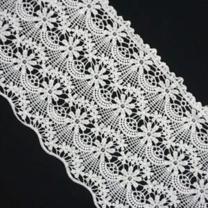 20CM Factory Embroidery Lace Fabric Embroidered Lace Fabric Polyester White Embroidery Lace Trim For Dress