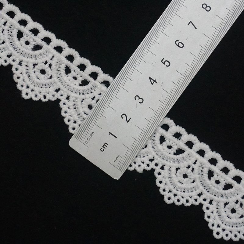 Garment Accessories Polyester Water-soluble Embroidery Lace Border White Flower Bride Wedding Dress Decorative Ribbon Lace Trim