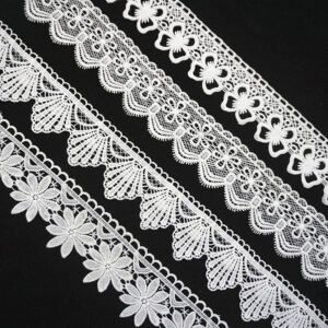 Custom New White Embroidered Lace Fabric Trim Ribbon Water Soluble Guipure Lace Trimming for Sewing