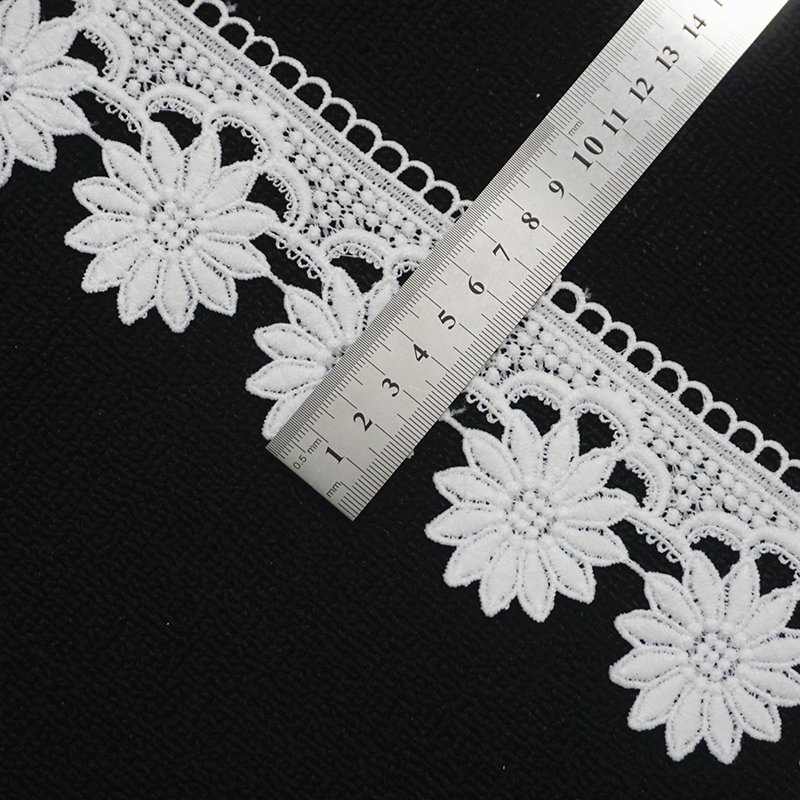 Floral Polyester Border Lace Cord Wedding Knitted Embroidery Bridal Cotton Lace Trim Ribbon Embroidery