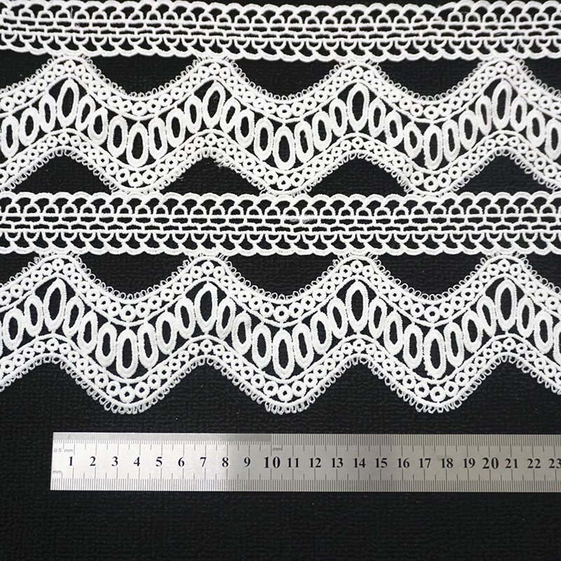 Water Soluble Lace Trim 100% Polyester Luxury Bridal Lace Trim For Wedding Dress