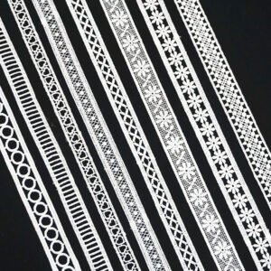 White shiny polyester lace water soluble chemical lace trim for home textile clothing decoration accessories