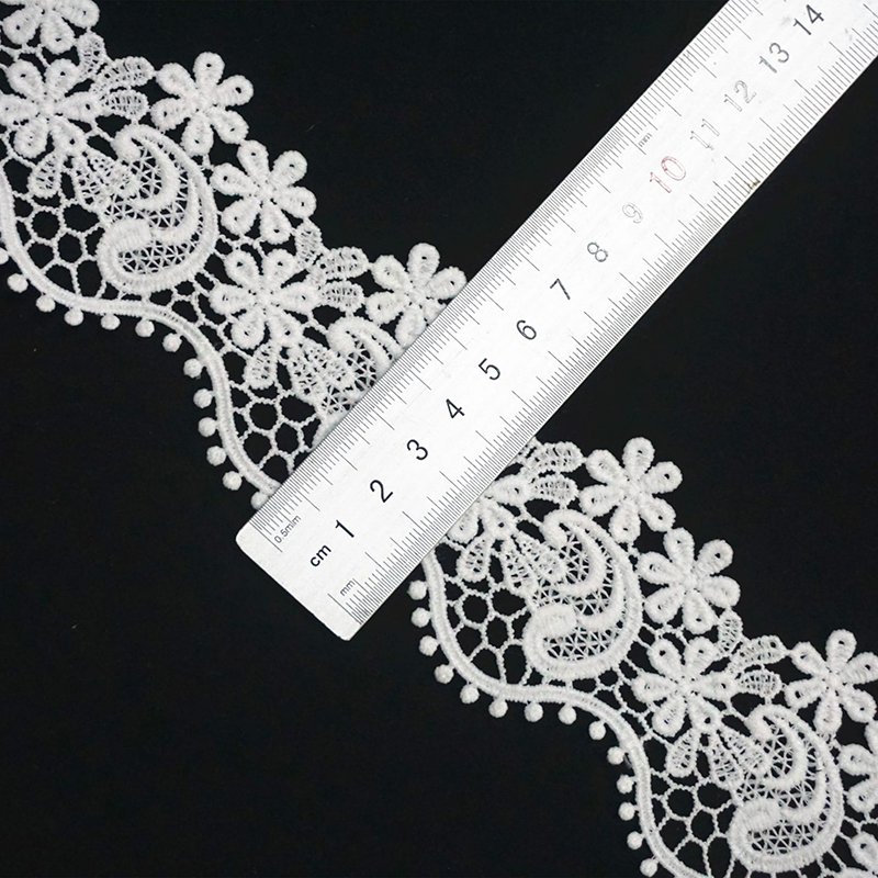 5.6cm width decorative white water soluble eyelash wave embroidery lace for wedding skirt dress hat accessory 