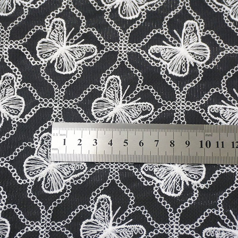 Fashion Lightweight Polyester Embroidery Tulle gold line Lace Fabric for garment fabric