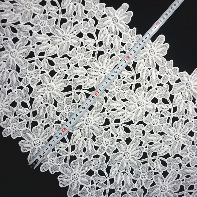 Lolita Embroidery Water Soluble Lace Trimming Milk Silk Unilateral Floral Wave Lace For Garments