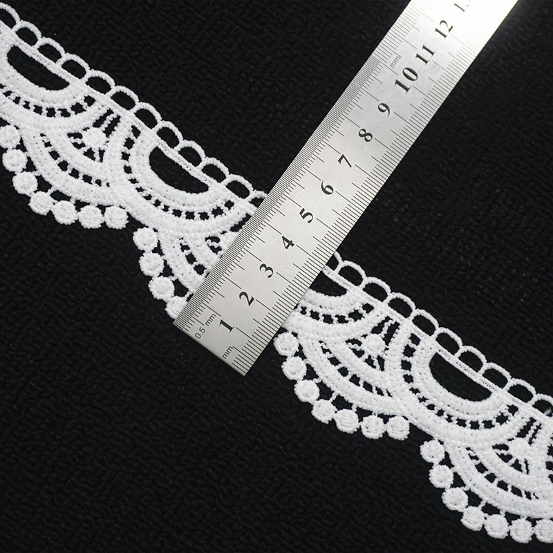 Embroidered Water Soluble White Milk Silk Guipure Lace Polyester Trimming For Bridal Wedding Dress