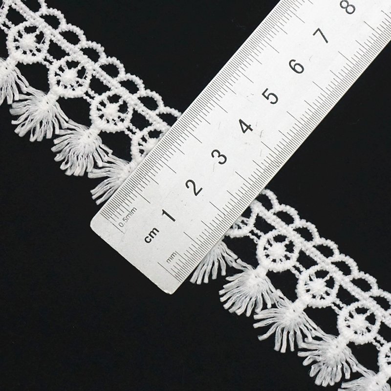 Garment Accessories Polyester Water-soluble Embroidery Lace Border White Flower Bride Wedding Dress Decorative Ribbon Lace Trim