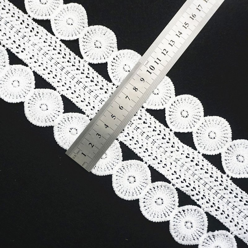 Embroidery Lace Fabric Embroidered Lace Fabric Polyester white embroidery lace trim for Dress