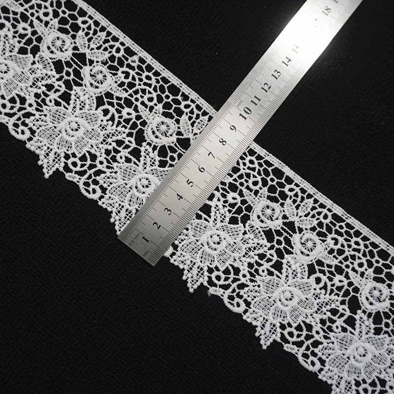 Water Soluble 100% Polyester Chemical Embroidered White Lace Ribbon Sewing Border Lace Trim