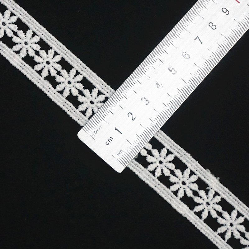 White shiny polyester lace water soluble chemical lace trim for home textile clothing decoration accessories