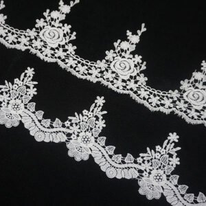 Popular White Border Guipure Lace Trim Cotton Embroidery Lace Trim for Dress Border