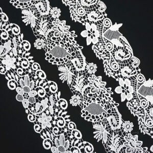 Ribete de encaje white chemical milk silk border embroidery guipure lace trim for dresses