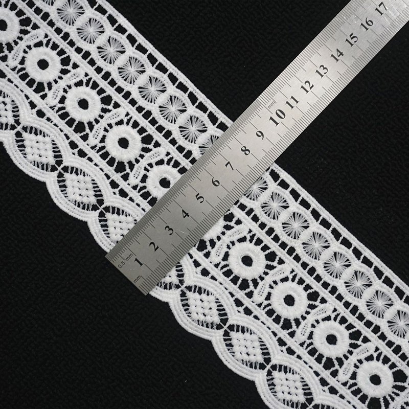 Water Soluble 100% Polyester Chemical Embroidered White Lace Ribbon Sewing Border Lace Trim