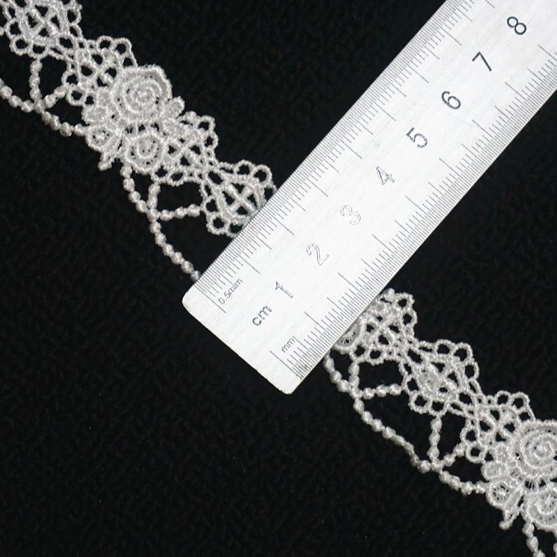  White Border Guipure Lace Ribbon Polyester 2 cm Width Polyester Silk Embroidery Lace trim For Clothing DIY