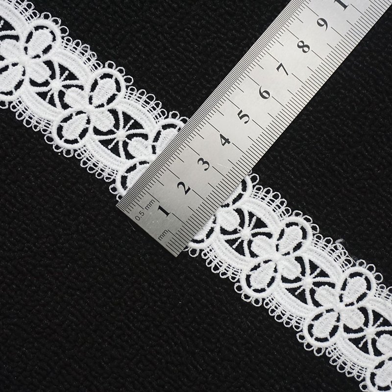 Factory Embroidery Lace Fabric Embroidered Lace Fabric Polyester white embroidery Lace Trim For Dress