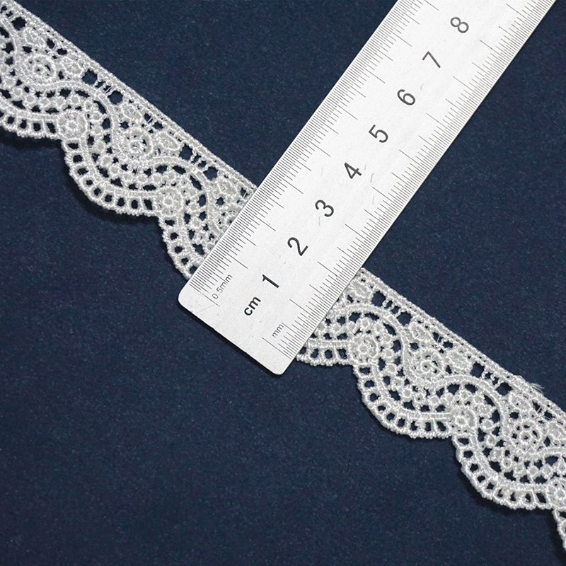 French Dentelle Lace Custom Embroidered Sequence Lace Trim White Milk Silk Guipure Lace Fabric Trim