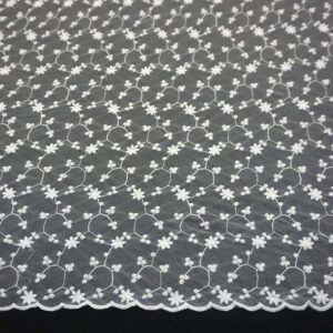 Width 130 cm White milk silk flower Embroidered mesh Fabric 3 d tulle lace base Fabric For Children's Dress Women Skirt