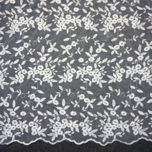 Elegance Embroidered Organza Lace Fabric french white 3d chiffon flower Laser Cut Embroidery Tulle Lace Fabric