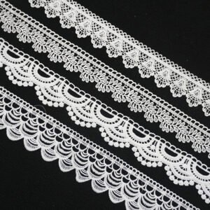 Embroidered Water Soluble White Milk Silk Guipure Lace Polyester Trimming For Bridal Wedding Dress