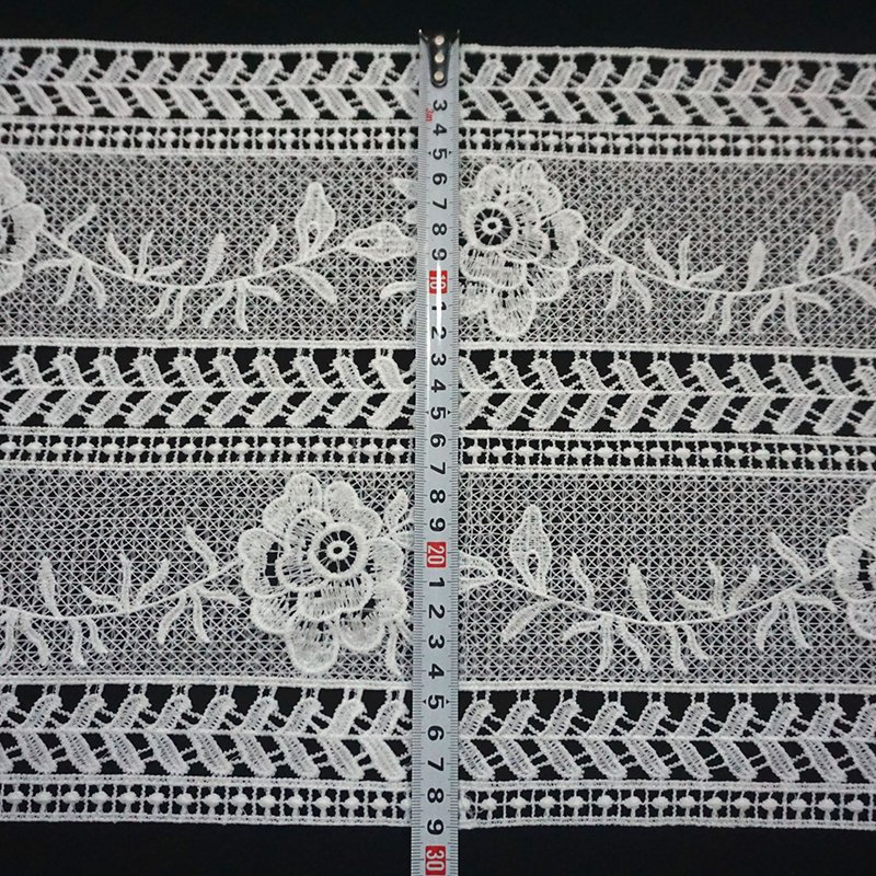 High Quality Custom Nylon Cotton Soft White Color Crochet geometry Embroidery Lace Fabric For Dress Making