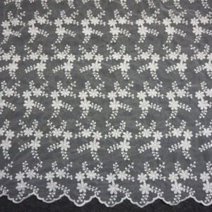 Floral 100% Polyester Embroidery Designer Fancy Fabric White Water Soluble Lace Tulle Fabric