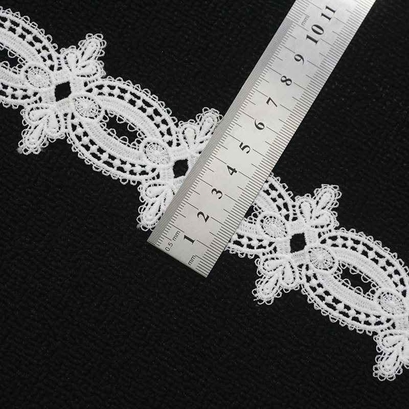 Factory Embroidery Lace Fabric Embroidered Lace Fabric Polyester white embroidery Lace Trim For Dress