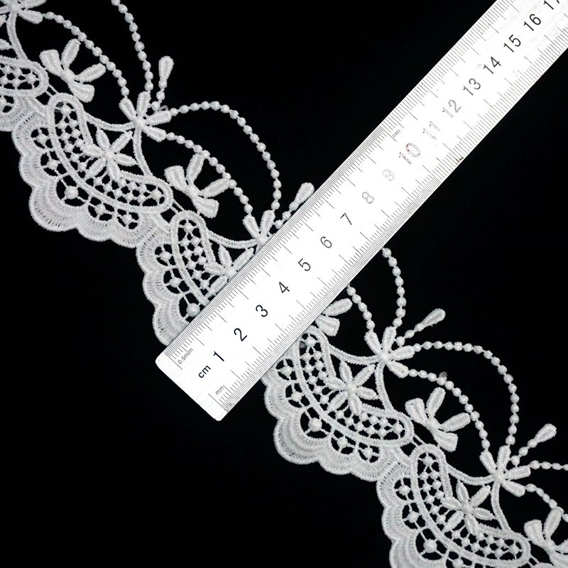 5.6cm width decorative white water soluble eyelash wave embroidery lace for wedding skirt dress hat accessory 