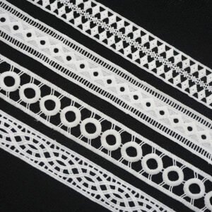 Embroidery Polyester Lace Mesh Fabrics Tulle Embroidered Lace Trim Border Lace Fabric