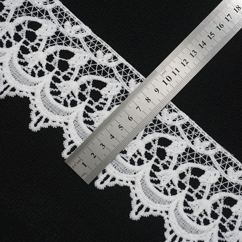 Water Soluble 100% Polyester Chemical Embroidered White Lace Ribbon Sewing Border Lace Trim