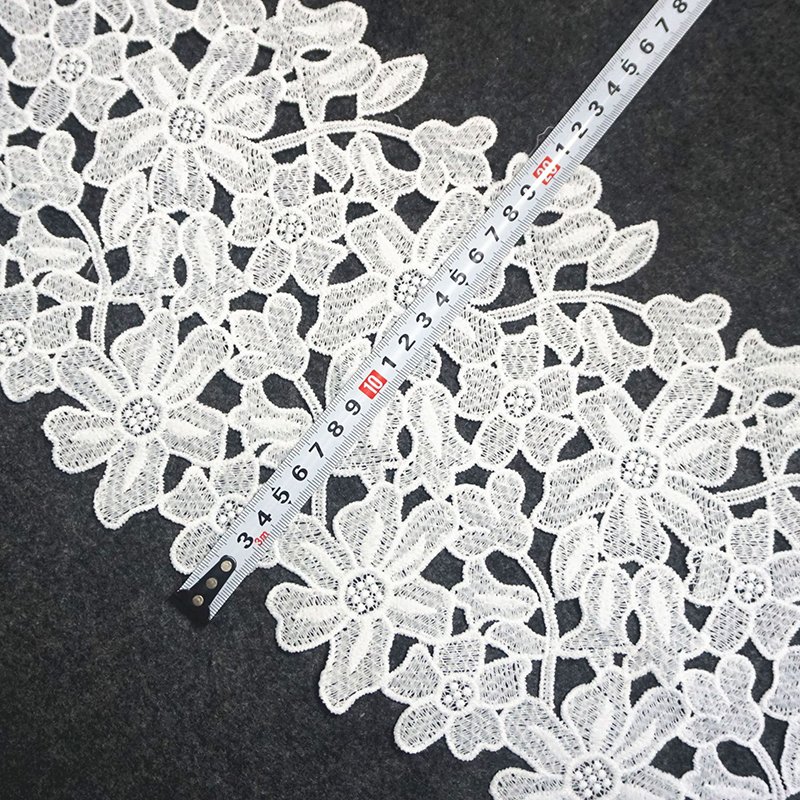 Lolita Embroidery Water Soluble Lace Trimming Milk Silk Unilateral Floral Wave Lace For Garments