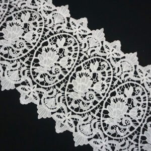 Classic Floral Embroidery Water Soluble Lace Fabric Dubai White 3D Guipure Cord Lace Fabric For Wedding Dresses