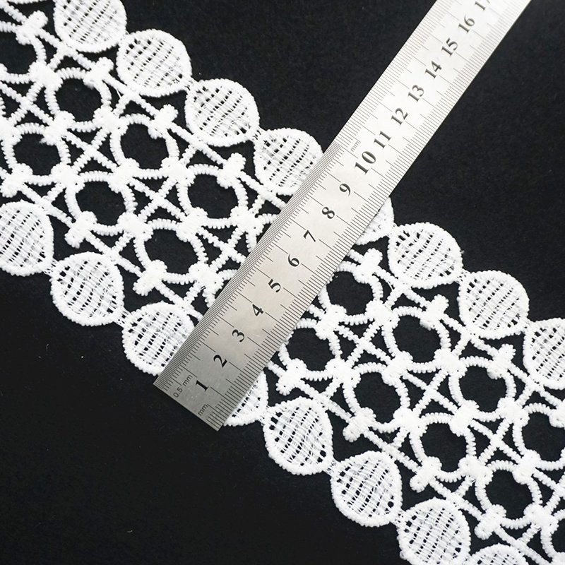 Embroidery Lace Fabric Embroidered Lace Fabric Polyester white embroidery lace trim for Dress