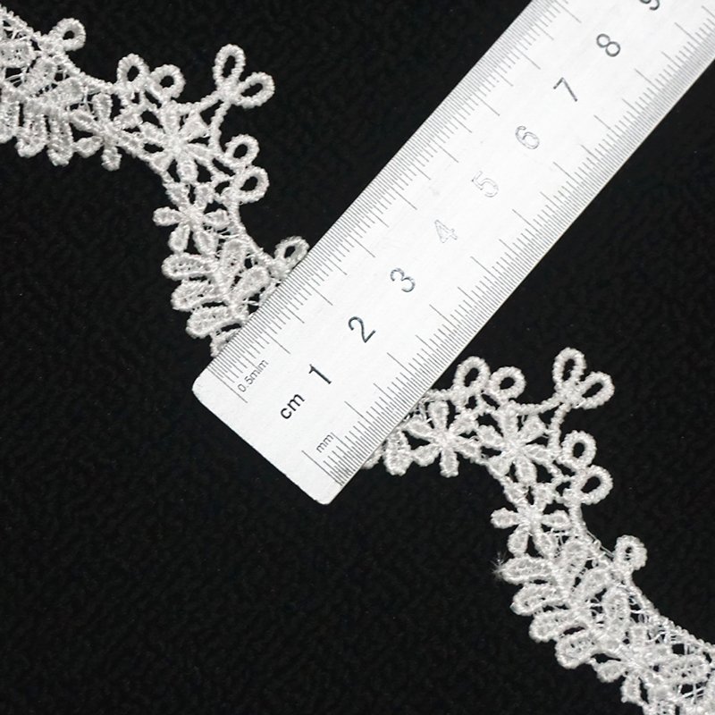  White Border Guipure Lace Ribbon Polyester 2 cm Width Polyester Silk Embroidery Lace trim For Clothing DIY