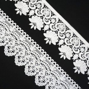 Bridal Fabrics White French Milk Fiber Polyester Lace Embroidered Lace For Wedding Dress