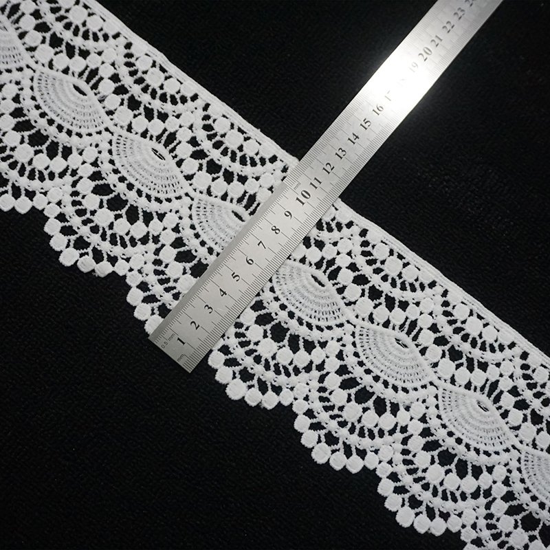 Water Soluble 100% Polyester Chemical Embroidered White Lace Ribbon Sewing Border Lace Trim