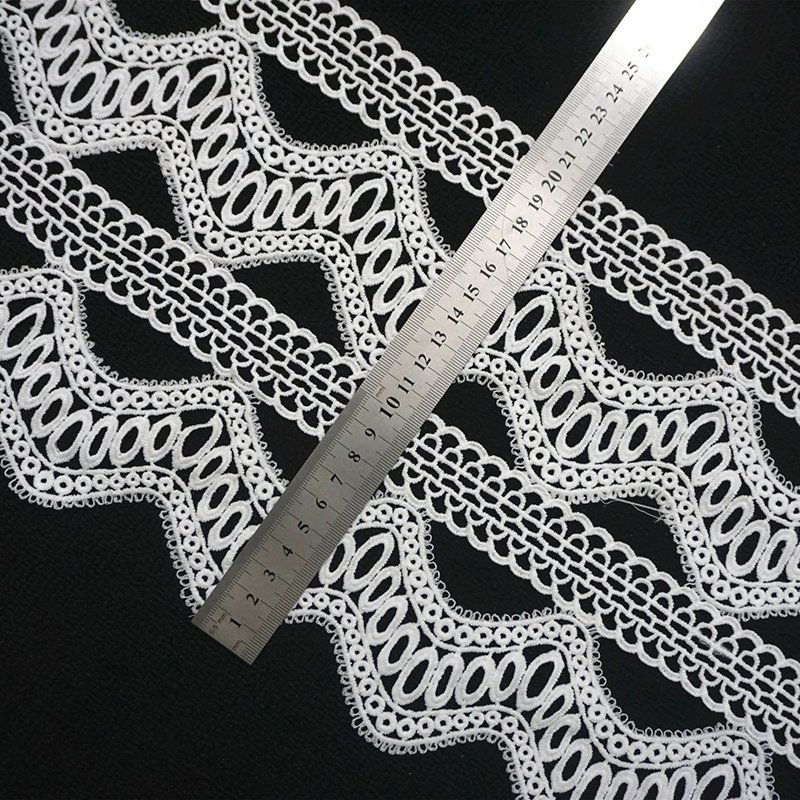 Water Soluble Lace Trim 100% Polyester Luxury Bridal Lace Trim For Wedding Dress