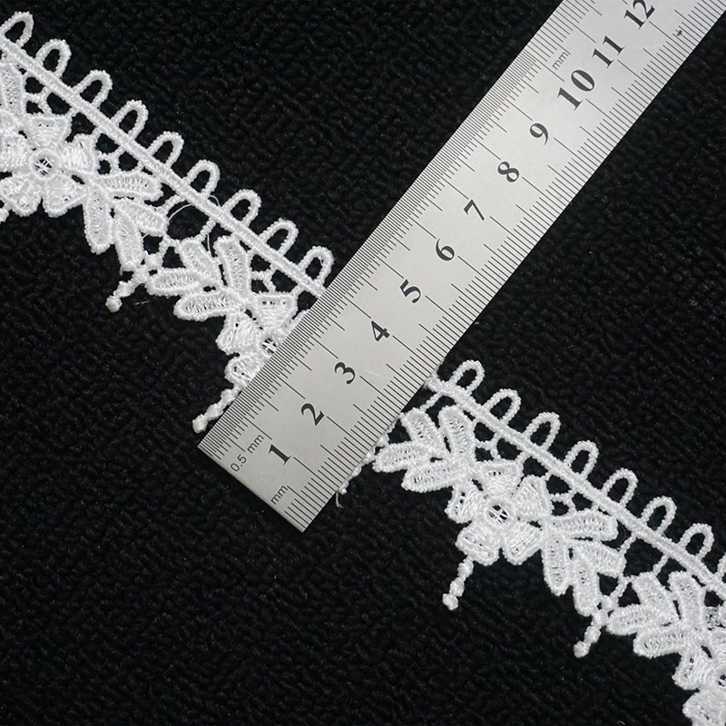 French Lace Applique Border White Guipure Lace Trimming Fabric Embroidery Gathered Lace Trim For Wedding Facric