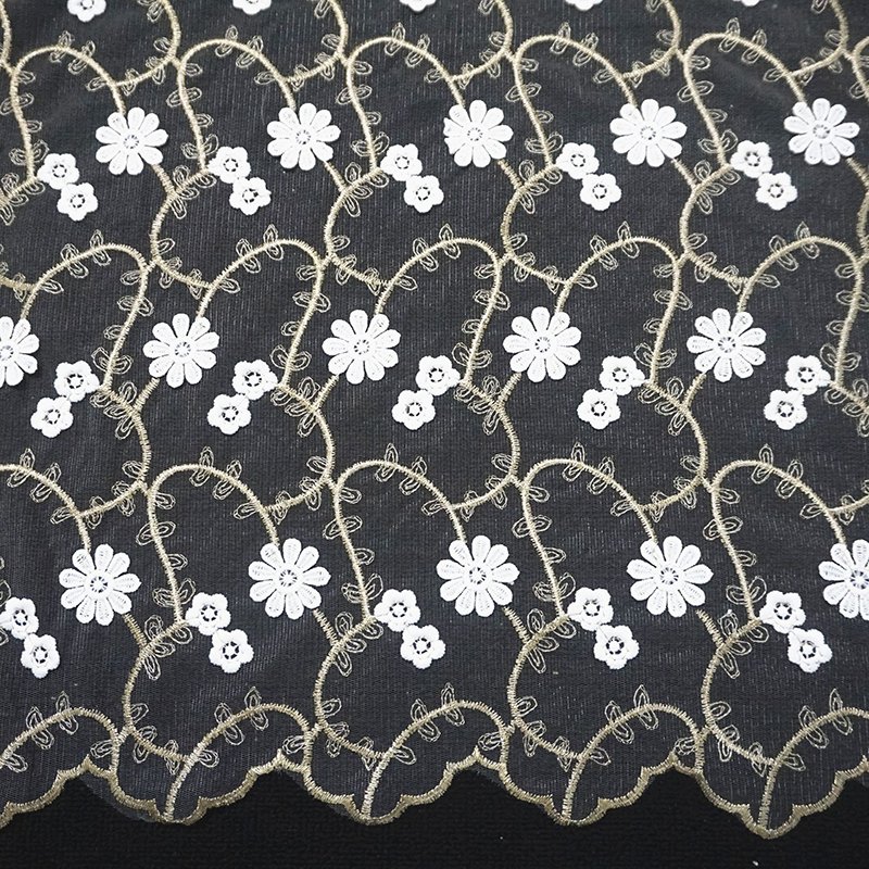 wholesale flower Lace trim cotton tulle embroidery lace fabric for clothing