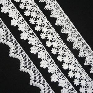 Custom New White Embroidered Lace Fabric Trim Ribbon Water Soluble Guipure Lace Trimming for Sewing